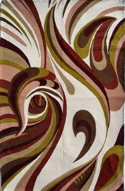 Silk Yarn Chain Stitch Embroidery Modern Rug