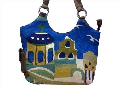 Silk Yarn Chain Stitch Embroidery Hand Bag