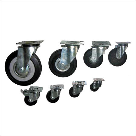 Press Steel Castor with Rubber Wheels