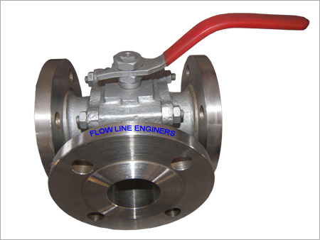 three way flanged ball valve L port