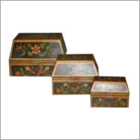 Wooden Painted Jewellery Boxes Set Of 3