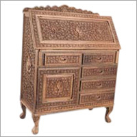 Hand Carved Walnut Wood Writing Desk