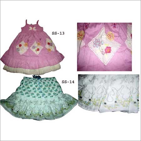 Voil Patchwork Embroidered Dress & Printed Voil Embroidered Skirt