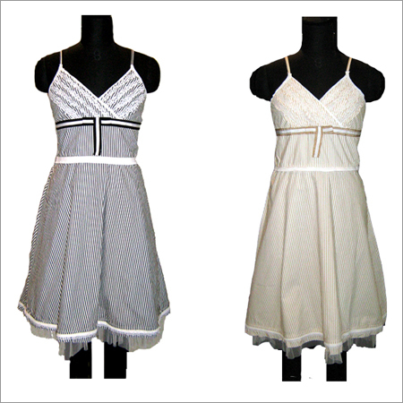 100% Cotton Dress in Black and Beige