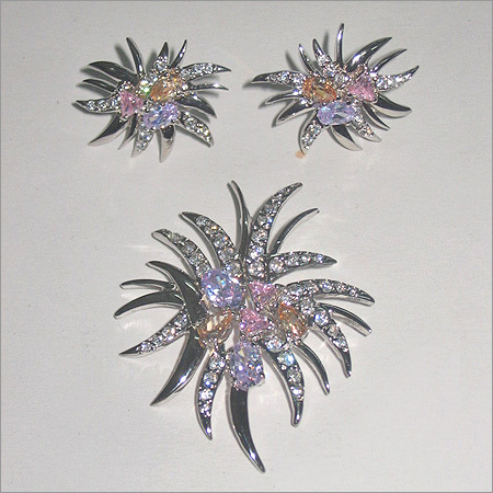 Diamond  Studded Silver Pendant