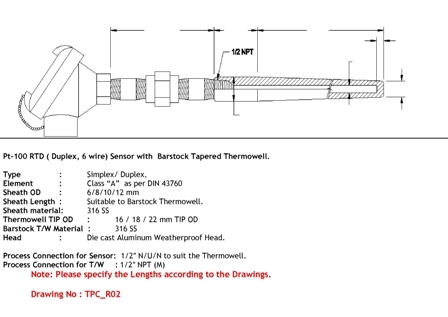 RTD Sensors with Barstock Thermowell