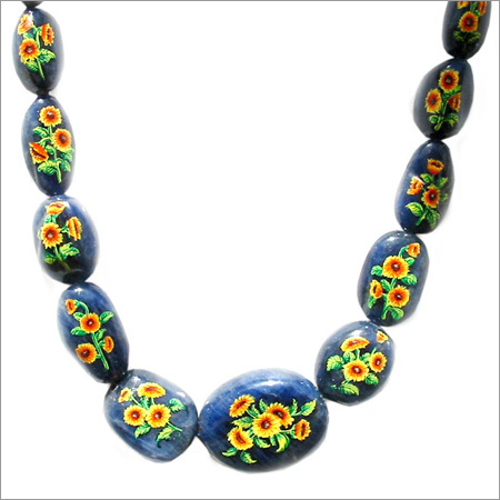 Blue Sapphire Painted Tumbled Beads