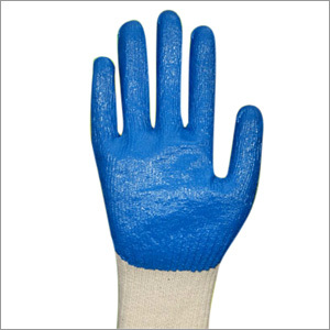 Blue Latex Dipped Cotton Knitted Gloves