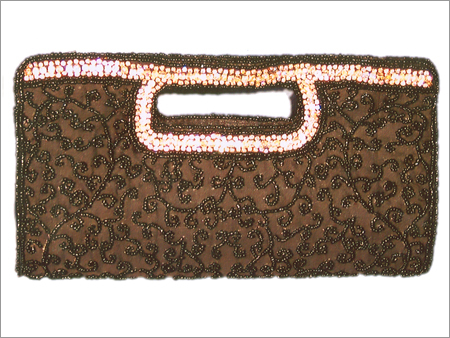Ladies Hand Bag - Embroidered Fabric, 10x5x2 Inches, Brown | Clasp Closure, One Main Compartment, Elegant Design, Handcrafted Quality