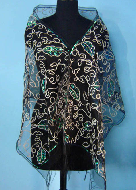 Organza Silk with All over Hand Embroidery Stoles