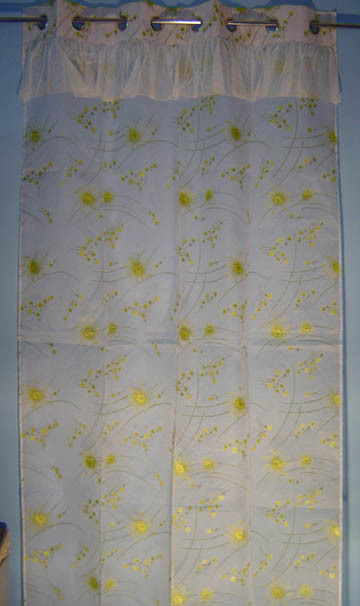 Pure Cotton Organdy Curtain - Variable Dimensions, Off-White, Floral Pattern | Elegant Design, Lightweight, Durable, Custom Sizes