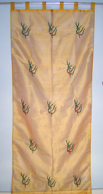Tissue Curtain - Silk, Variable Dimensions, Beige | Elegant Design, Embroidered Details, Lightweight, Durable Fabric