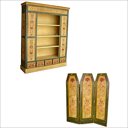 Wooden Painted Screen & Book Shelf