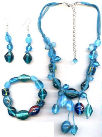 Costume Beaded Necklace - Glass Beads, 8-12mm, 18 Inches, Light Blue | Elegant Design, Lobster Clasp, Traditional Meets Modern