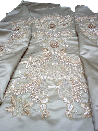 Beige Silk Satin Gown