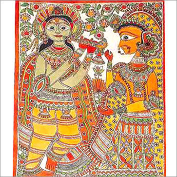 Madhubani Painting MP-03 - Fabric, 12x12 Inches, Multiple Colors | Hand-Painted, Intricate Details, Cultural Art
