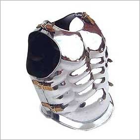 Muscle Armour (Masculata) - Leather, Variable Size, Silver, Segmented Design | Flexible Protection, Lightweight, Breathable Material, Buckle Fasteners, Customizable Fit