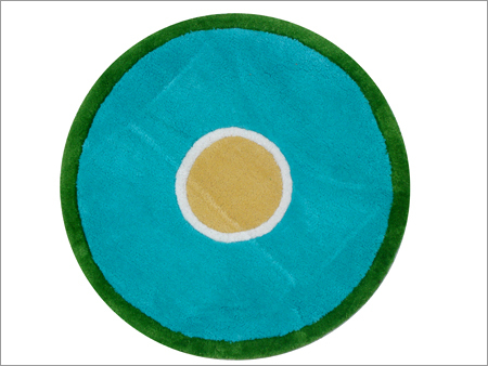 Circular Carpet - Wool 3-6 ft Teal, Hand Tufted, Persian Circular Pattern, Durable Elegance