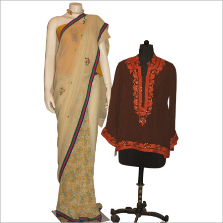 Fancy Saree and Black Kurta