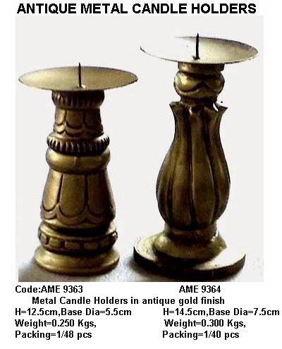 Antique Gold Metal Candle Holders