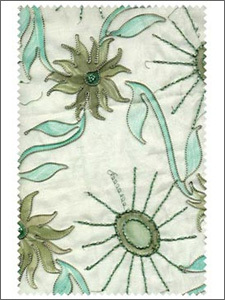 Organza Silk Hand Paint & Hand embroidered Fabric