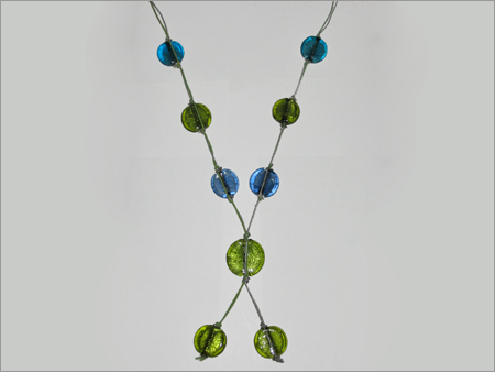 Beaded Necklaces - Glass Beads 10-12 mm, Blue Green, Nylon Cord | Elegant Design, Durable Material, Versatile Style