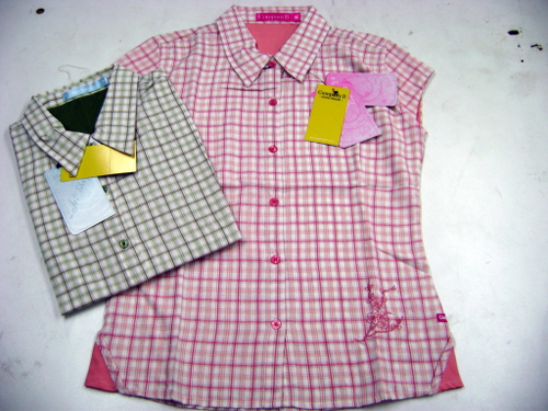 100% Cotton Ladies Shirts with Embro & Poplin Trims