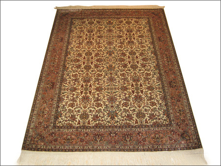 Hand Embroidered Kashmir Silk Carpet