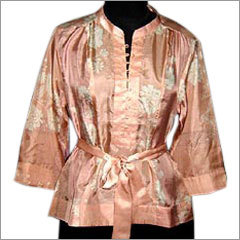 Ladies Nightshirt - Silk, Peach, Short Full Sleeve | Button Closure, Soft Fabric, Stylish Print, Comfortable Loose Fit