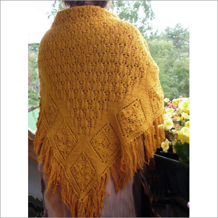 Woolen Shawls - Pure Wool, 60x120cm, Mustard Yellow | Warmth, Softness, Comfort, Hand-Knitted Tassel Fringe
