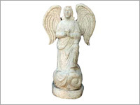 Angel Statue - Polished Granite, Varied Height and Base Diameter, Off-White | Hand-Crafted, Exquisite Detailing, Customizable, Durable