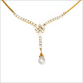 Diamond Necklace With Pearl Drop