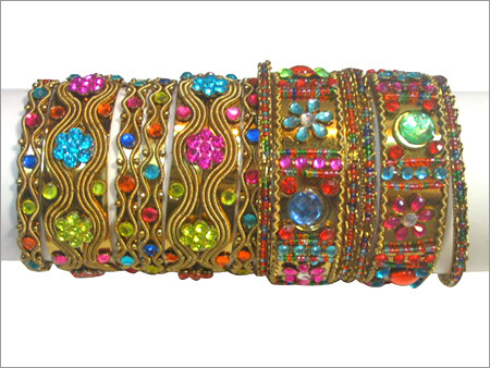 Stone Studded Metal Bangles