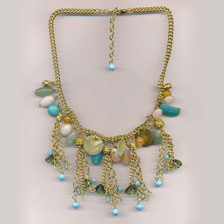 Fashion Necklace - Gold, Bone, Horn, 18-20 Inch, Multicolor Beads | Elegant Design, Lobster Clasp, Versatile Style