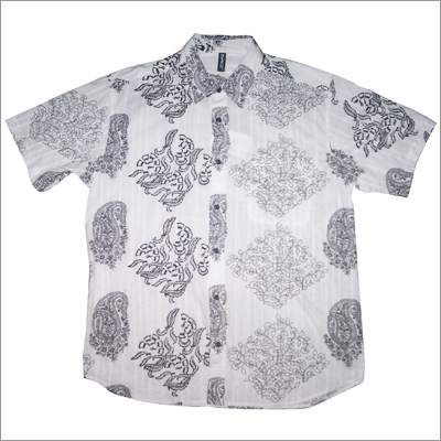 Men's Structured Poplin Printed Shirt (Front)