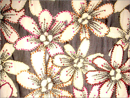 Hand Embroidery On Printed Georgette