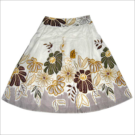 Floral Skirt - Cotton Blend, Small to XXL | White Color, Printed Pattern, Ideal for Rainy, Spring, and Summer Daily Wear