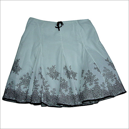 Sea Grey Embroidered Short Skirt