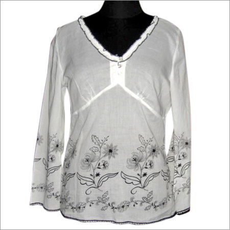 White Ladies Embroidered Top