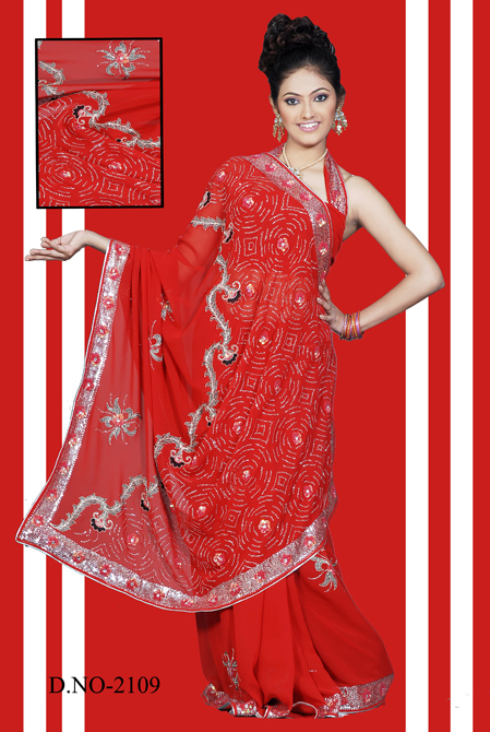 Designer Sequins Work Sarees
