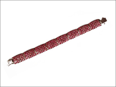92.5 Silver Bracelet Studded with Ruby