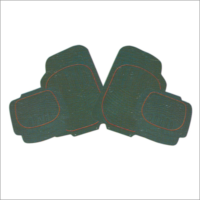 Car Mat - Rubber, 5mm Thickness, Dark Green with Red Embroidered Threads | Durable, Waterproof, Anti-Slip, Customizable, Easy Cleaning