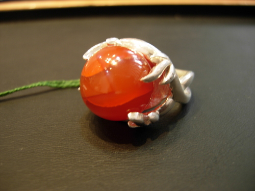 Coronation Ring - Silver, Sizes 5-12, Polished Finish | Movable Carnelian Balls, Custom Stones