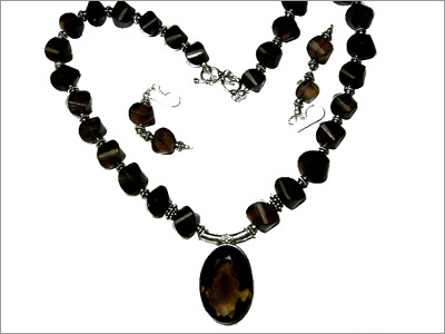 Beaded Necklace - Smoky Topaz, 18 Inches, 10-12mm Beads | Elegant Design, Lobster Clasp, High Polish Finish