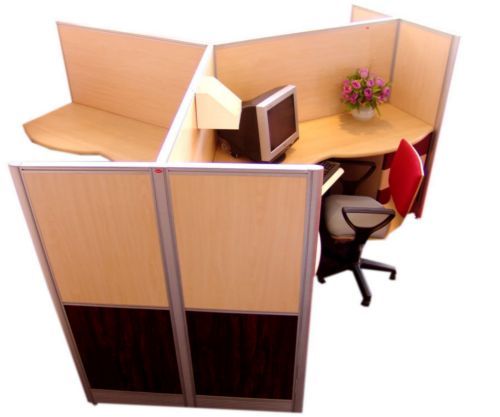 Modular Workstation - Wood & Metal, Variable Dimensions, Beige | Flexible Design, Easy Assembly, Space Saving, Enhanced Privacy