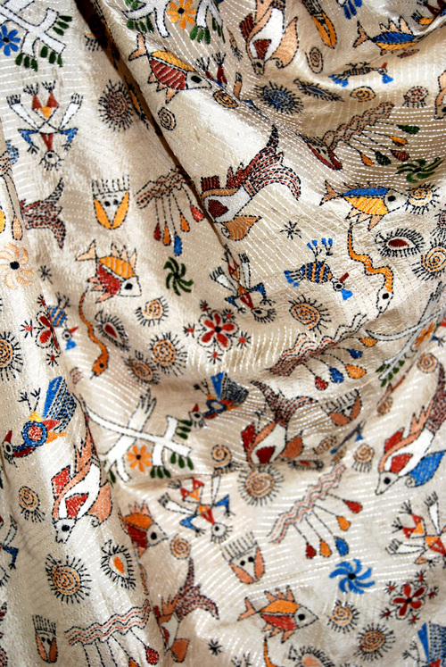 Silk Based Kantha Stitch Work Suit Piece