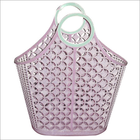 Plastic Basket - Plastic, 14.5 x 11 x 10 Inches, Purple | Durable, Lightweight, Stackable, Versatile, Easy to Clean, Double Handle, 10-Liter Capacity, Diamond Pattern Design