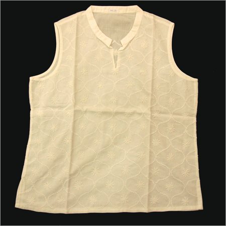 Chikan Sleeveless Kurta