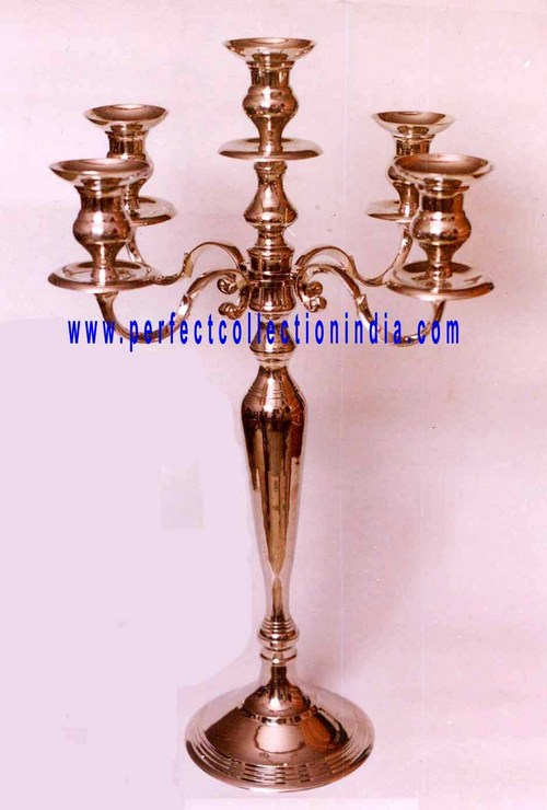 Classic Gold - Metal Candelabra 32-40" Multiple Finishes, Five Candle Holders Elegant Design