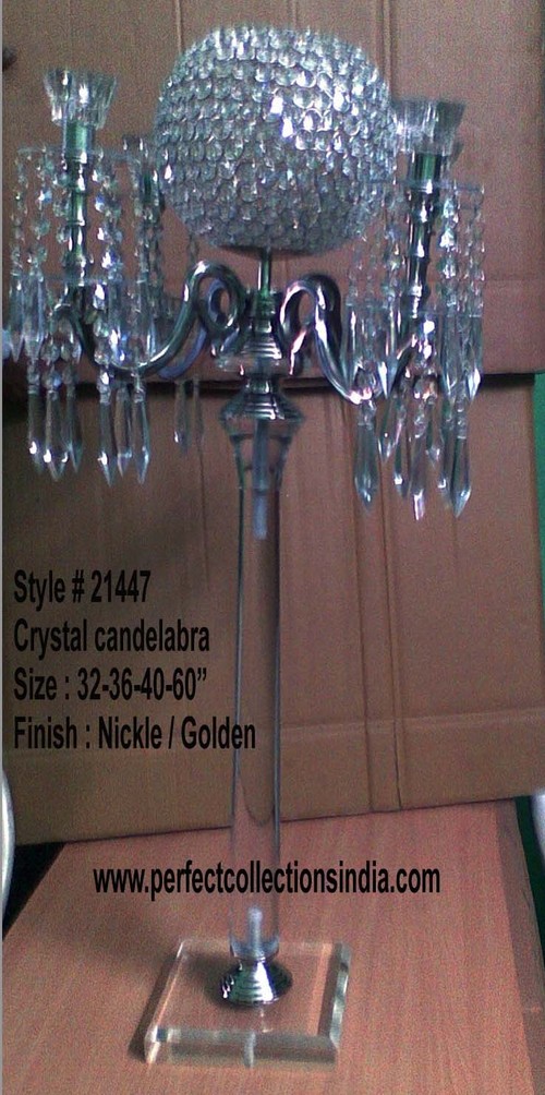 Antique Candle Holder - Crystal Metal, Multiple Sizes 10-18 Inch, Silver Nickel Golden Black White Finish, Square Base, Elegant Ornate Design